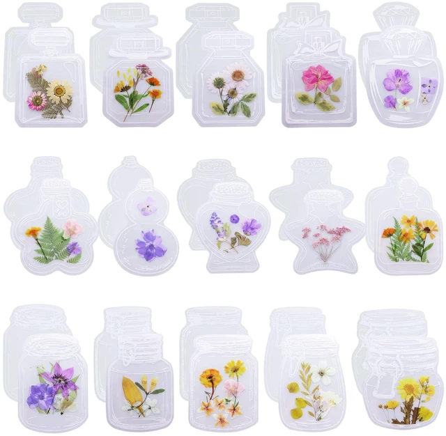 Main image of Dried Flower Bookmarks Penta Angel 30Pcs Bottle Shape Handmade DIY Clear Pressed Floral Page Markers Clips for Student Reading (Mixed Styles)