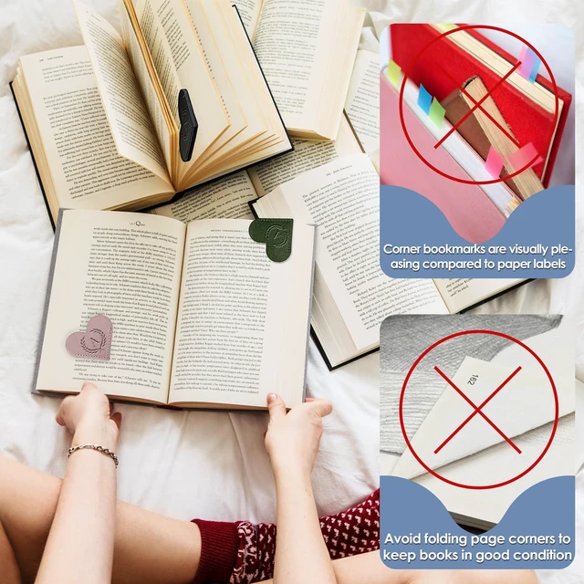 Alt view image 7 of 7 - PYXC Initials Leather Heart Bookmarks 6 Pieces Cute Bookmark Couple Gift | With Initials Handmade Cute Custom Corner Book Marks for Reading Women Teachers Students, Book Lovers Gifts Book Accessories