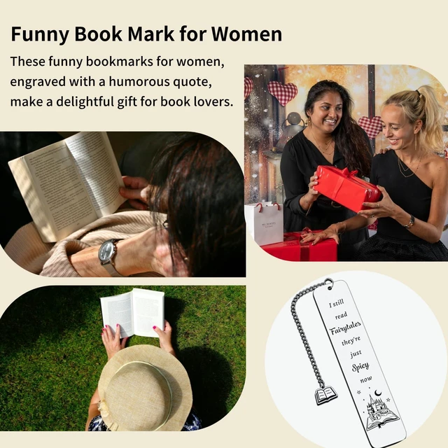 Alt view image 5 of 7 - LovizoL Funny Bookmark Gifts for Women Men, Bookish Birthday Gifts, I Still Read Fairytales They're Just Spicier Now, Book Mark for Best Friends Reader Funny Christmas Gifts Bookmarks for Women Men