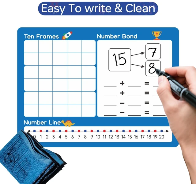Alt view image 4 of 5 - Dinggaogao10 Packs Number Line Whiteboards Cards, 9 x 12Double Sided Dry Erase Board Writable and Erasable 130 Numbers Chart White Board for Students, Classroom Teaching