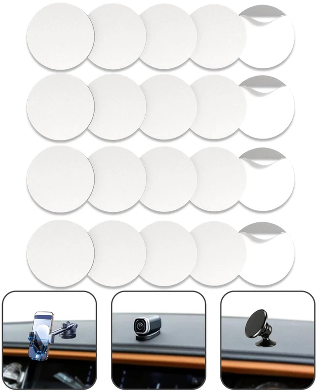 Main image of Kelyva Round Adhesive Pads | 1 in Clear Double-Sided Tape Dots for Car Dashboard Decorations and Dash Cam Base, Heat Resistant