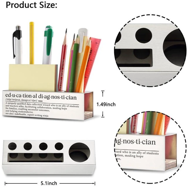 Alt view image 5 of 6 - THRXOBN Educational Diagnostician Gifts for Women, Appreciation Gifts for Educational Diagnostician, Appreciation Pen Holder for Men, Stainless Steel Pen Holder With Inspirational Quotes, WTW3