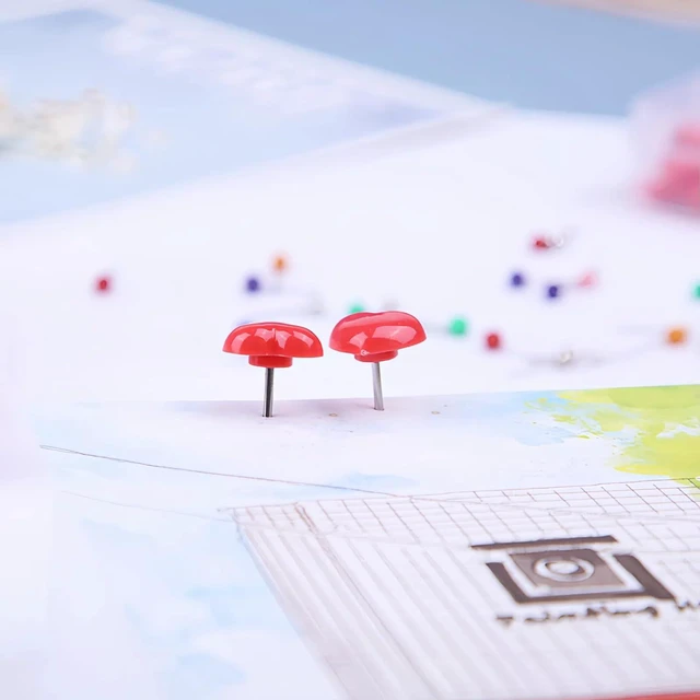 Alt view image 6 of 7 - Plastic Heart Push Pins for Message Boards, Total 100Pcs, Red and Black Pinhead, Metal Needle Map Tacks, Travel Location Indicator Pins for Saint Valentine's Day & Daily