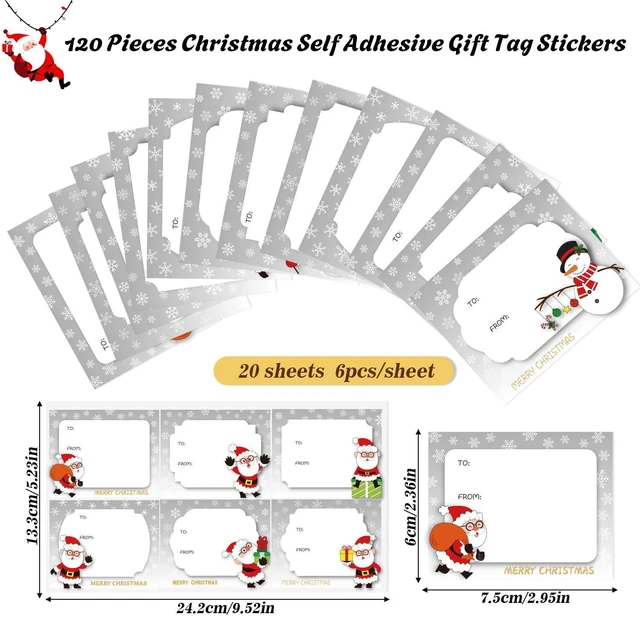 Alt view image 2 of 7 - LOKIPA 120 Pieces Christmas Self Adhesive Gift Tag Stickers, Xmas Stickers Labels for Gifts Christmas Birthday Decor Present Party Bags Cards Envelope