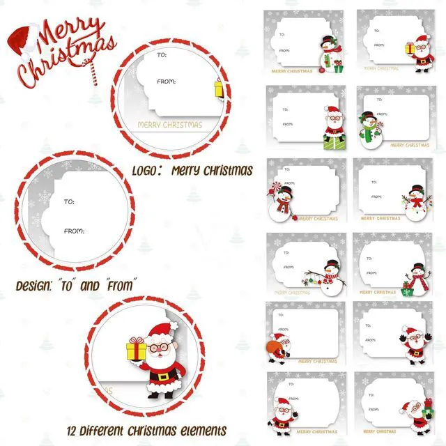 Alt view image 4 of 7 - LOKIPA 120 Pieces Christmas Self Adhesive Gift Tag Stickers, Xmas Stickers Labels for Gifts Christmas Birthday Decor Present Party Bags Cards Envelope