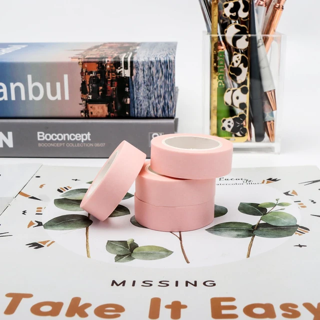 Alt view image 3 of 7 - NatSumeBasics Pastel Pink Washi Tape Decorative Masking Craft Tape | 0.6" x 32 Ft Self-Adhesive Paper Decor Tape for Packaging Art & Home Decoration