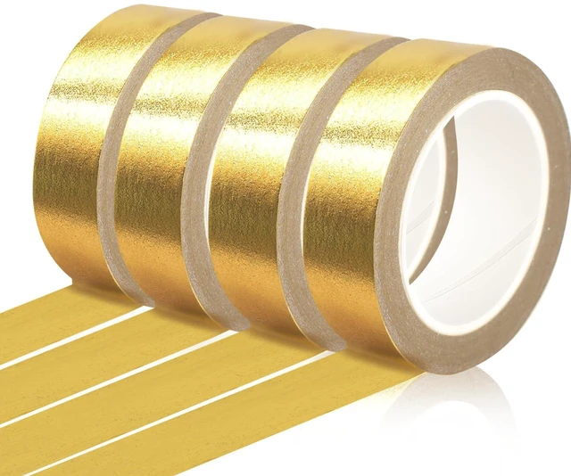 Main image of Phinus 4 Rolls Gold Tape, Gold Washi Tape for Journaling, 132FT Gold Foil Tape for Wall Decor Scrapbook DIY Crafts Gift Wrapping Planners (0.59in x 33FT)