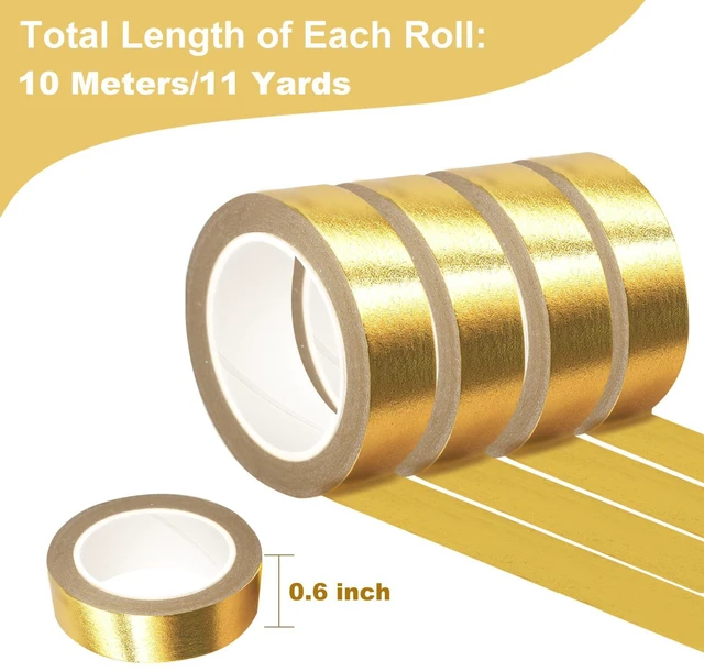 Alt view image 2 of 7 - Phinus 4 Rolls Gold Tape, Gold Washi Tape for Journaling, 132FT Gold Foil Tape for Wall Decor Scrapbook DIY Crafts Gift Wrapping Planners (0.59in x 33FT)