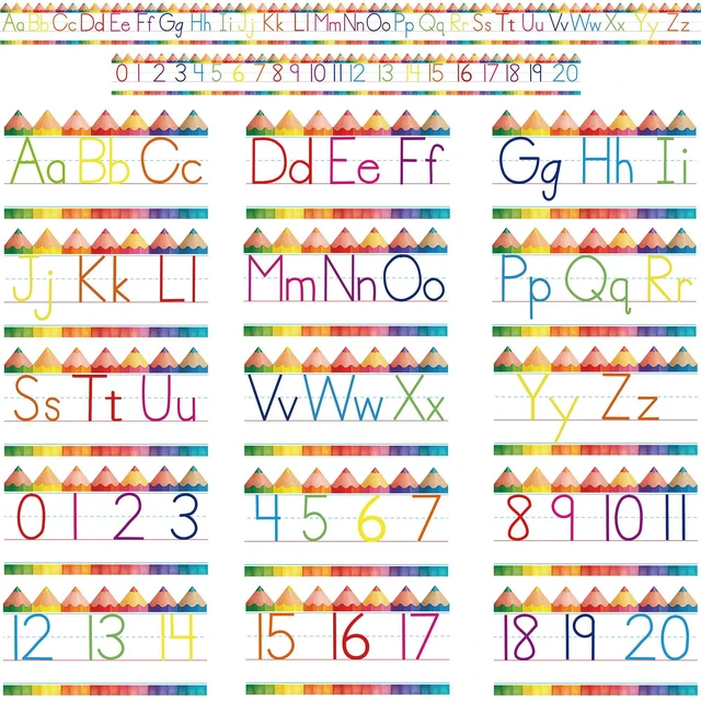 Main image of Alphabet for Classroom Wall - 15 PCS Crayon ABC Manuscript Alphabet Line for Classroom Wall Alphabet Bulletin Board Set for Pre School Elementary Classroom Homeschool, Playroom Bedroom Decorations