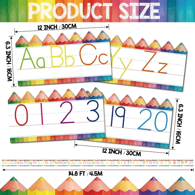 Alt view image 3 of 7 - Alphabet for Classroom Wall - 15 PCS Crayon ABC Manuscript Alphabet Line for Classroom Wall Alphabet Bulletin Board Set for Pre School Elementary Classroom Homeschool, Playroom Bedroom Decorations