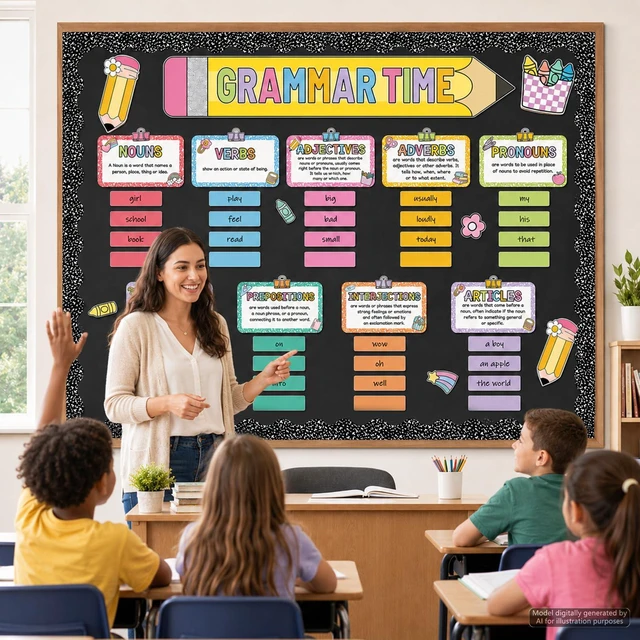 Alt view image 5 of 7 - gisgfim Word Wall Classroom Bulletin Board Set - Grammar Wall Bulletin Board Parts of Speech Posters - Home&Preschool Classroom Wall Decor(Boho Composition Notebook)
