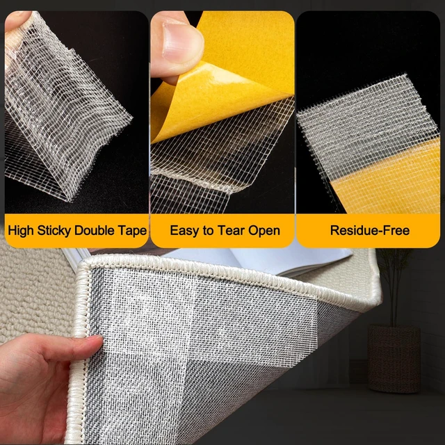 Alt view image 3 of 6 - SBYURE 2 Roll Double Sided Tape Heavy Duty, 0.39in x 33FT(10m) Super Sticky Clear Tape High Tack Strong Wall Adhesive with Fiberglass Mesh Clear Tape, Fixed Carpet, Wall Decor Easy Use Mounting Tape