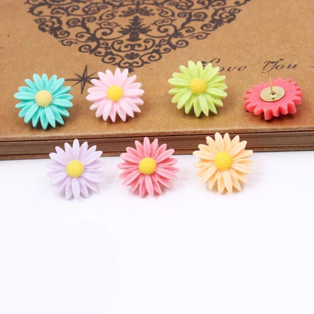 Alt view image 2 of 5 - Yalis 12 Pcs Decorative Push Pins, Assorted Color Floret Creative Thumbtacks for Home or Office Whiteboard, Corkboard, Photo Wall Holding Paper or Decoration