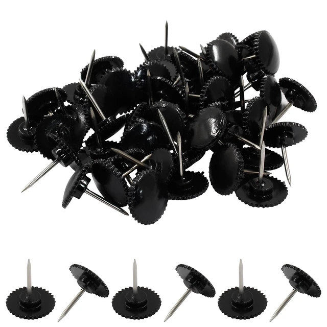 Alt view image 5 of 5 - 100 Pcs Black Push Pins, Plastic Thumb Tacks for Wall Hanging | Flat Head, Steel Point, Push Pins Wall Tacks Thumbtacks, For Furniture Cork Board DIY Projects or Home Decor