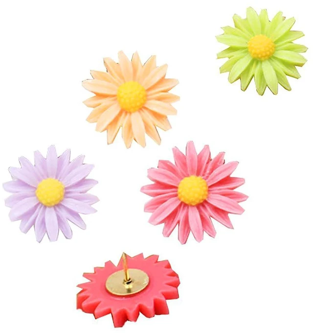 Main image of Yalis 12 Pcs Decorative Push Pins, Assorted Color Floret Creative Thumbtacks for Home or Office Whiteboard, Corkboard, Photo Wall Holding Paper or Decoration