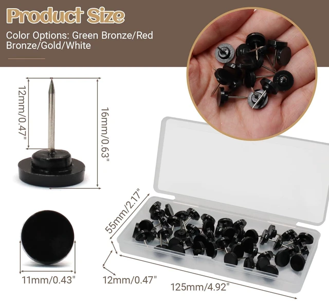 Alt view image 2 of 7 - 50 Pcs Black Flat Push Pins, Plastic Thumb Tacks for Cork Board | Sturdy Steel Needles, Reusable Plastic Box, for Bulletin Board Wall Hangings Office Classroom Home Decor