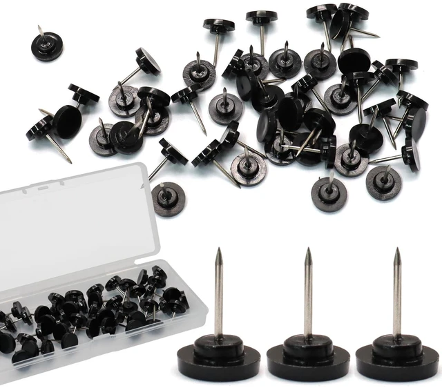 Alt view image 7 of 7 - 50 Pcs Black Flat Push Pins, Plastic Thumb Tacks for Cork Board | Sturdy Steel Needles, Reusable Plastic Box, for Bulletin Board Wall Hangings Office Classroom Home Decor