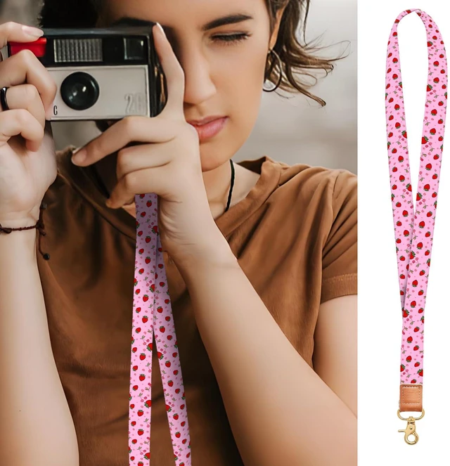 Alt view image 3 of 5 - AUAPSWZ Cool Neck Lanyard for Keys, Wallets and ID Badge Holders, Cute Keychain Long Lanyard for Women Men Cute Pink Strawberry