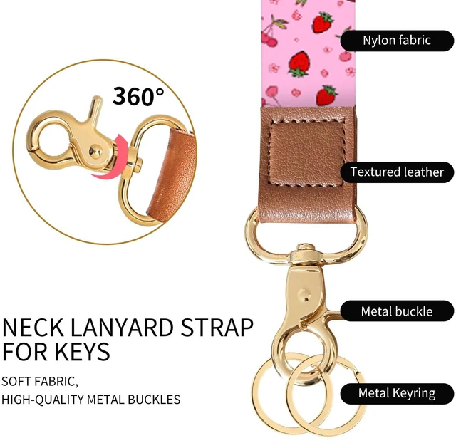 Alt view image 5 of 5 - AUAPSWZ Cool Neck Lanyard for Keys, Wallets and ID Badge Holders, Cute Keychain Long Lanyard for Women Men Cute Pink Strawberry