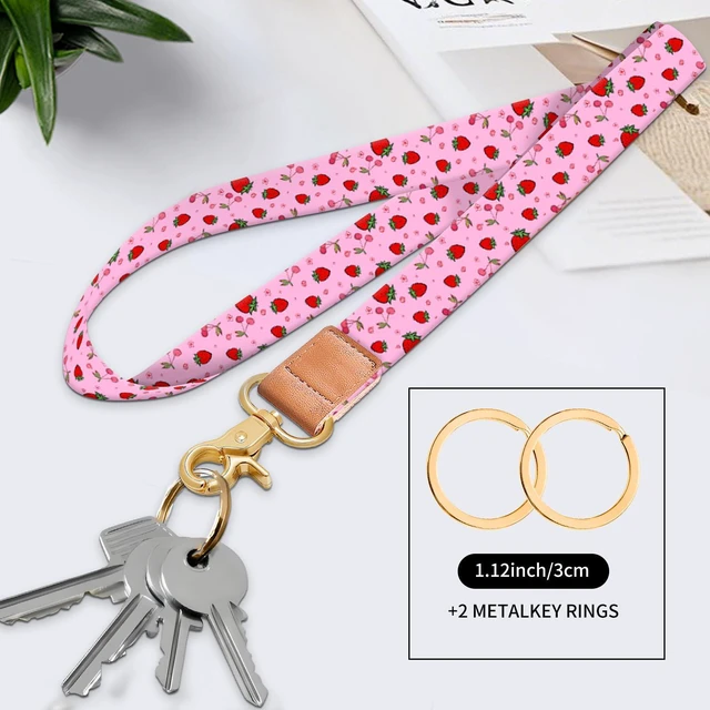 Alt view image 4 of 5 - AUAPSWZ Cool Neck Lanyard for Keys, Wallets and ID Badge Holders, Cute Keychain Long Lanyard for Women Men Cute Pink Strawberry