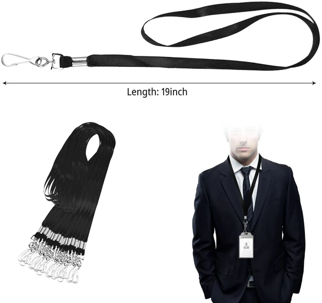 Alt view image 2 of 7 - BOHLJRUI 10 Pack Lanyards for ID Badges, Bulk Lanyards with Clip Swivel Hooks for Badge Holders (10, Black)