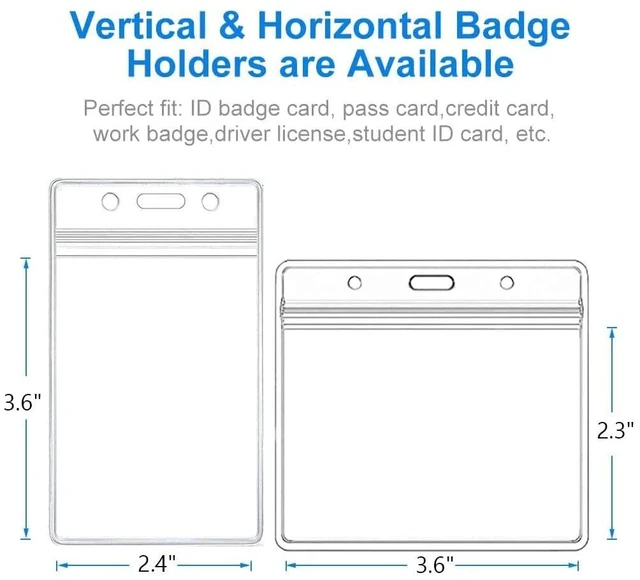 Alt view image 2 of 5 - YENGON 6 Pcs ID Card Holders, Vertical & Horizontal ID Badge Holder, Premium Clear Plastic ID Holders for Badges, Card Protector Waterproof for Work ID Card (Horizontal Vertical)