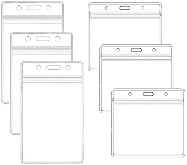 Main image of YENGON 6 Pcs ID Card Holders, Vertical & Horizontal ID Badge Holder, Premium Clear Plastic ID Holders for Badges, Card Protector Waterproof for Work ID Card (Horizontal Vertical)