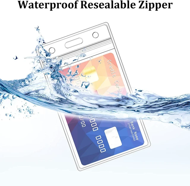 Alt view image 6 of 7 - YENGON 5 Pcs Thick ID Card Name Badge Holder Heavy Duty Waterproof Clear Plastic PVC Vertical Sleeve Pocket Resealable(Vertical,)
