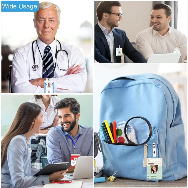 Alt view image 7 of 7 - YENGON 5 Pcs Thick ID Card Name Badge Holder Heavy Duty Waterproof Clear Plastic PVC Vertical Sleeve Pocket Resealable(Vertical,)