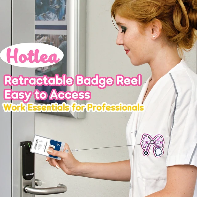 Alt view image 4 of 6 - Hotlea Funny Bow Badge Reel Retractable Nurse Badge Holders with Alligator Clip Pediatric Medical Badge Buddy RN LPN CNA MA Nursing Student Badge Accessories Gift for Work