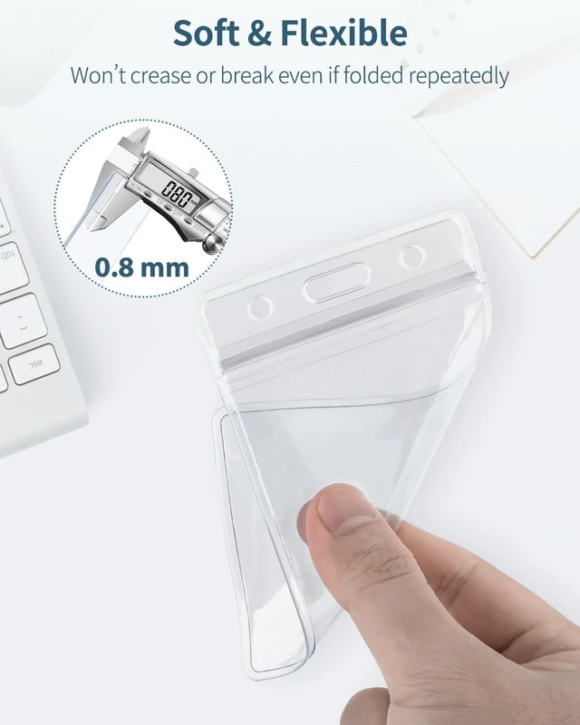 Alt view image 3 of 7 - 6 Pack Waterproof Badge Holders for Work Travel Cards | Six waterproof clear card sleeves with heavy-duty resealable zips protect IDs, credit cards and key cards for travel