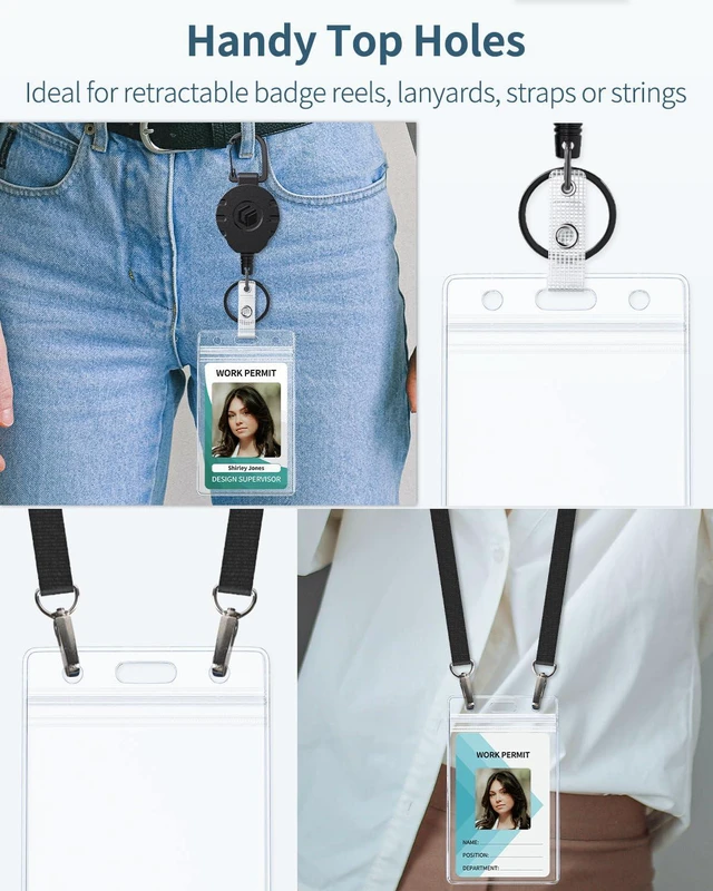 Alt view image 5 of 7 - 6 Pack Waterproof Badge Holders for Work Travel Cards | Six waterproof clear card sleeves with heavy-duty resealable zips protect IDs, credit cards and key cards for travel