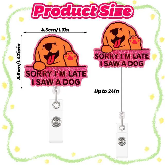 Alt view image 2 of 7 - BLMHTWO Funny Nurse Badge Reel, Retractable Badge Holders 360° Rotation Cute Badge Reel for RN LPN CNA MA Student (Golden Retriever)