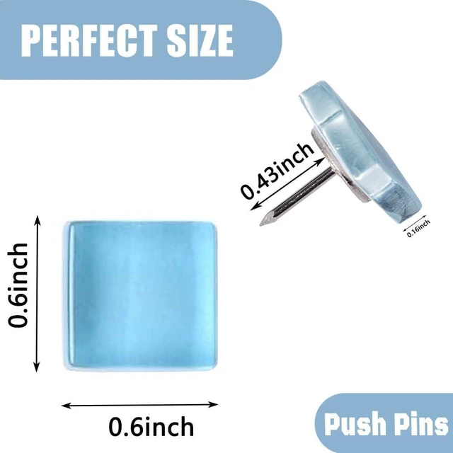 Alt view image 2 of 4 - Aoxsie 24pcs Decorative Cute Push Pins Glass Pushpins Thumbtacks | Multicolored Square Thumb Tacks Push Pins for Bulletin Cork Boards Office Products