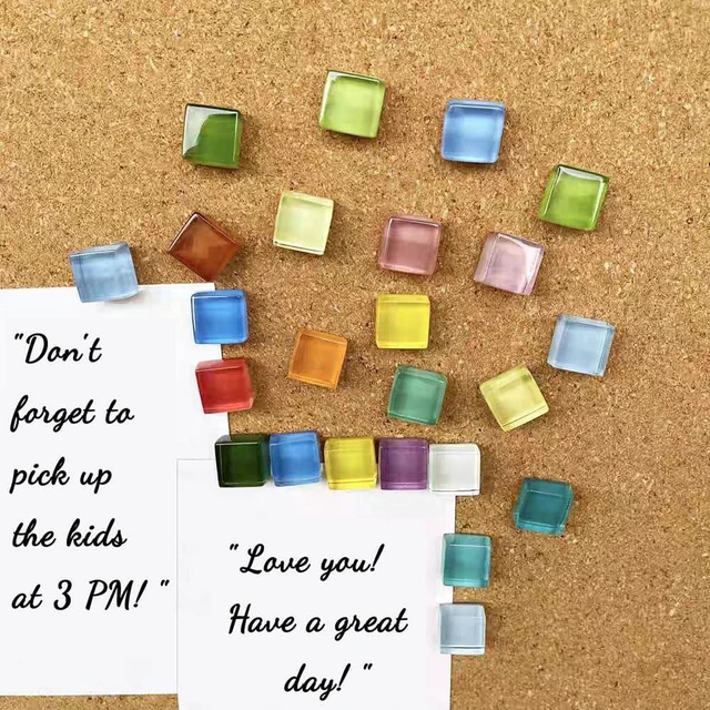 Alt view image 3 of 4 - Aoxsie 24pcs Decorative Cute Push Pins Glass Pushpins Thumbtacks | Multicolored Square Thumb Tacks Push Pins for Bulletin Cork Boards Office Products