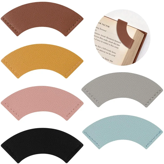 Main image of Vnezakl Arc Shaped Faux Leather Bookmarks Set of 6 Unique Book Markers in Assorted Colors Cute Page Markers for Men Women Reading Books Journal Planners Supplies