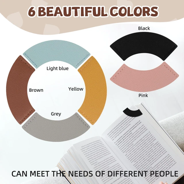 Alt view image 3 of 7 - Vnezakl Arc Shaped Faux Leather Bookmarks Set of 6 Unique Book Markers in Assorted Colors Cute Page Markers for Men Women Reading Books Journal Planners Supplies