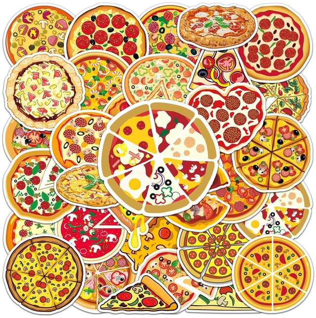 Alt view image 2 of 7 - 50 Pcs Pizza Stickers, Western Food Decorative Stickers, Waterproof & Wear-Resistant for Scrapbooking, Skateboards, Food Theme Scrapbooks (Pizza)