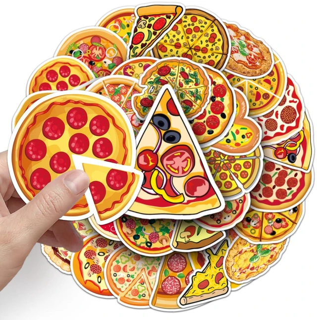 Alt view image 3 of 7 - 50 Pcs Pizza Stickers, Western Food Decorative Stickers, Waterproof & Wear-Resistant for Scrapbooking, Skateboards, Food Theme Scrapbooks (Pizza)