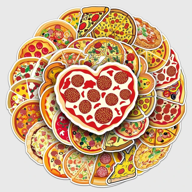 Alt view image 4 of 7 - 50 Pcs Pizza Stickers, Western Food Decorative Stickers, Waterproof & Wear-Resistant for Scrapbooking, Skateboards, Food Theme Scrapbooks (Pizza)