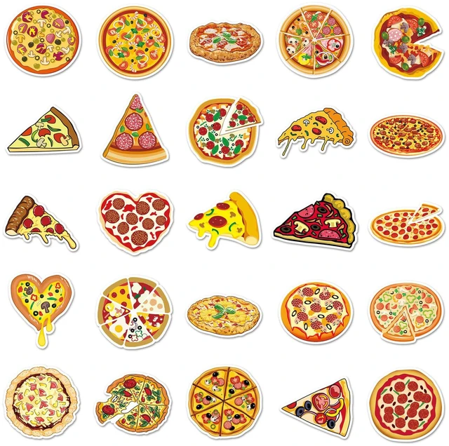 Alt view image 6 of 7 - 50 Pcs Pizza Stickers, Western Food Decorative Stickers, Waterproof & Wear-Resistant for Scrapbooking, Skateboards, Food Theme Scrapbooks (Pizza)