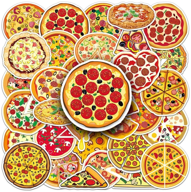 Alt view image 5 of 7 - 50 Pcs Pizza Stickers, Western Food Decorative Stickers, Waterproof & Wear-Resistant for Scrapbooking, Skateboards, Food Theme Scrapbooks (Pizza)