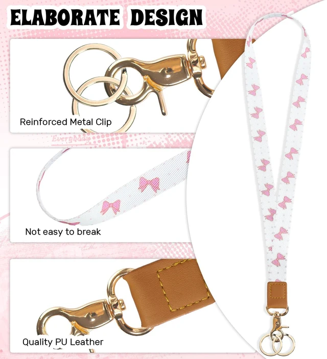 Alt view image 3 of 7 - Jusen Lanyard for Keys,Long Neck Strap with Metal Hook for ID Badges,Cute Keychain Lanyard for Women