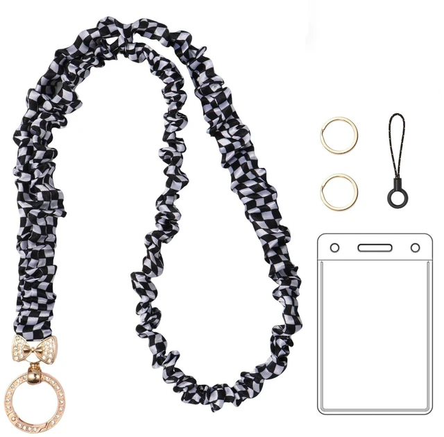 Main image of REEMTOO Scrunchie Teacher Lanyard for ID Badges, Cute Neck Lanyard for Keys, Retractable Keychain Holder for Women