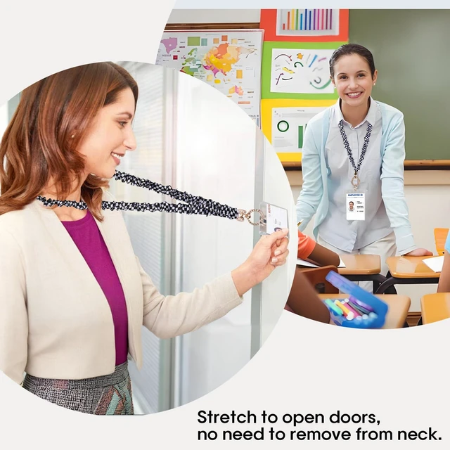 Alt view image 4 of 6 - REEMTOO Scrunchie Teacher Lanyard for ID Badges, Cute Neck Lanyard for Keys, Retractable Keychain Holder for Women