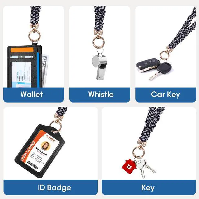 Alt view image 3 of 6 - REEMTOO Scrunchie Teacher Lanyard for ID Badges, Cute Neck Lanyard for Keys, Retractable Keychain Holder for Women