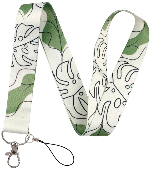 Alt view image 2 of 6 - BKBKAAK Leaf Lanyards for ID Card Badge Holder, Vertical Plastic Name Tag Badge Holder & Soft Silky Neck Lanyard, Fashionable Keychains Lanyard for Women, Girls, Teacher