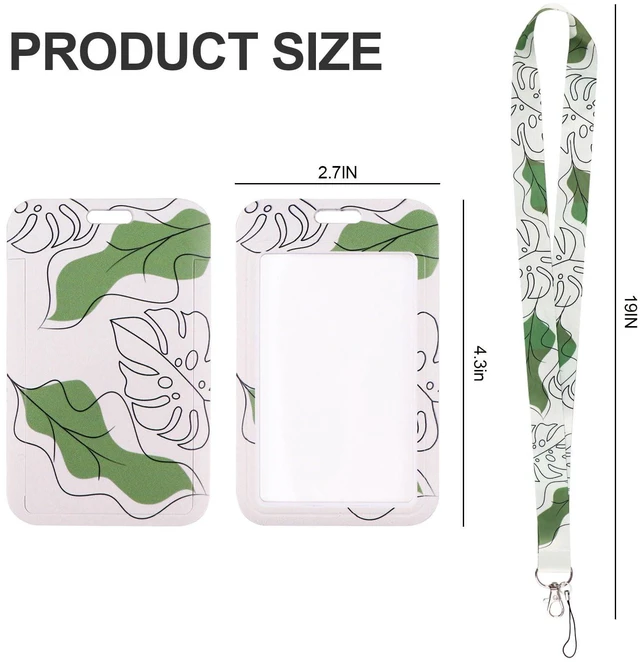 Alt view image 4 of 6 - BKBKAAK Leaf Lanyards for ID Card Badge Holder, Vertical Plastic Name Tag Badge Holder & Soft Silky Neck Lanyard, Fashionable Keychains Lanyard for Women, Girls, Teacher