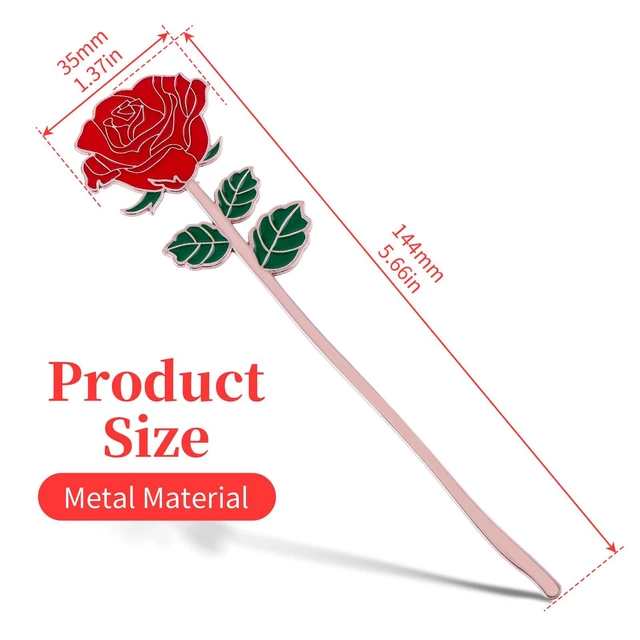 Alt view image 6 of 7 - simarro Metal Rose Bookmark, Flower Book Page Holder for Reading Lovers, Cute Bookmarks Gift for Teacher Appreciation Gifts Valentine Mother's Day Thanksgiving Gift for Women Girls(Red)