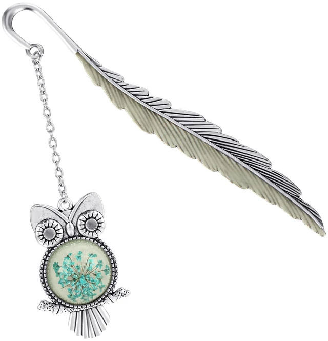 Main image of Jeffdad Fantasy Luminous Bookmark Gifts for Women Girls, Cool Glow in The Dark Butterfly & Owl Bookmarks (Silver)